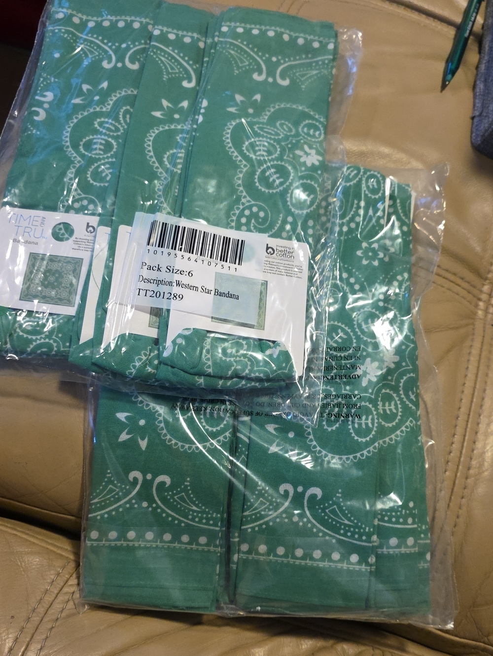 NWT Time and Tru Green Paisley Bandanas - Multi-Pack